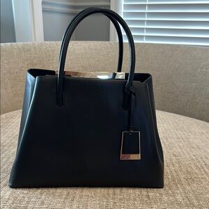 Kate Spade Madison Ave Elegant Black Leather Tote Bag